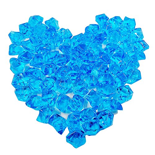 Bestgle 100Pcs 8.5OZ Aquarium Decoration Ornament Glass Beads Acrylic Crystals Gems Ice Rocks for Table Scatter, Vase Filler, Event, Wedding, Arts, Crafts & Fish Tank Bowl, Blue