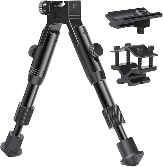 Feyachi 3 in 1 Tactical Rifle Bipod + Rail Mount Adapter + Barrel Clamp Adjustable Height from 6.3" to 6.9" for Hunting