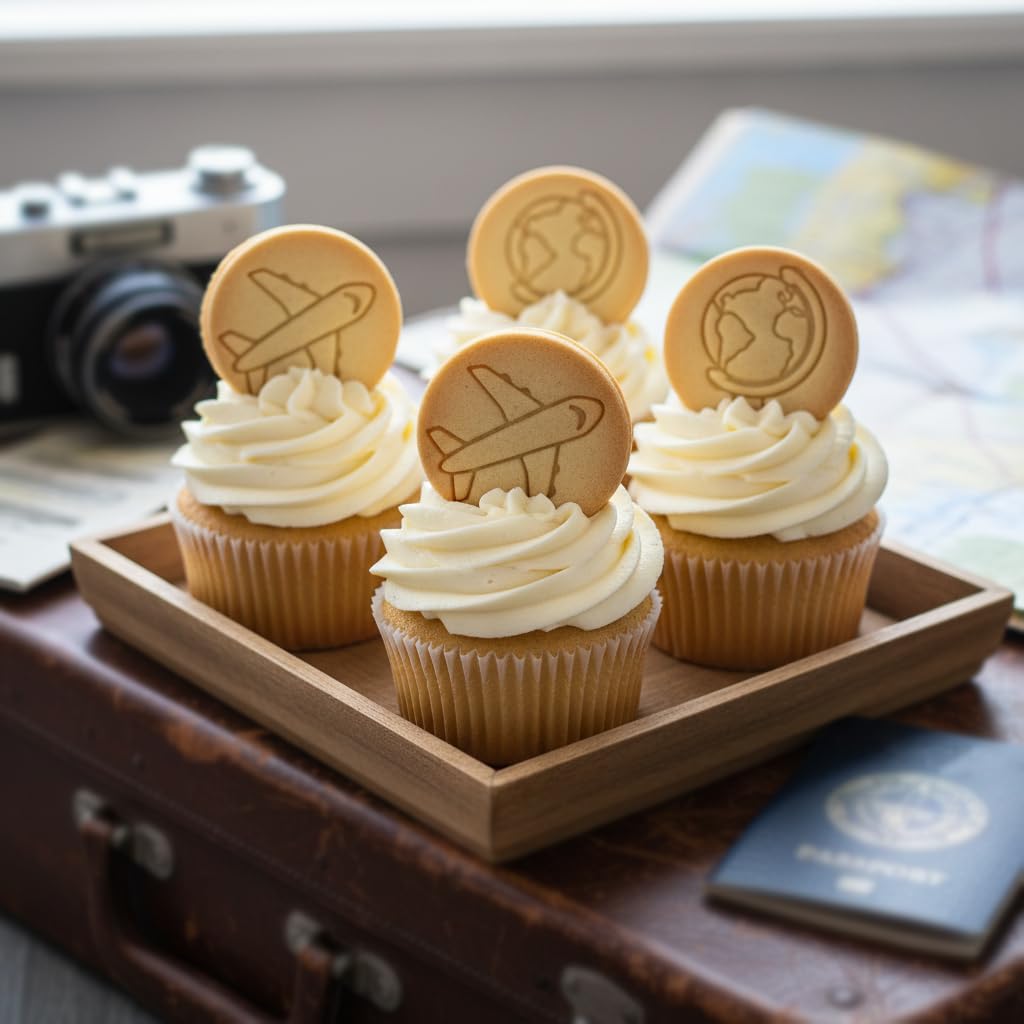 BAKERLOGY Adventure Awaits - Juego de mini cortador de galletas y sellos de 5 cm, diseño de avión y globo para galletas, cupcakes y decoraciones de fondant