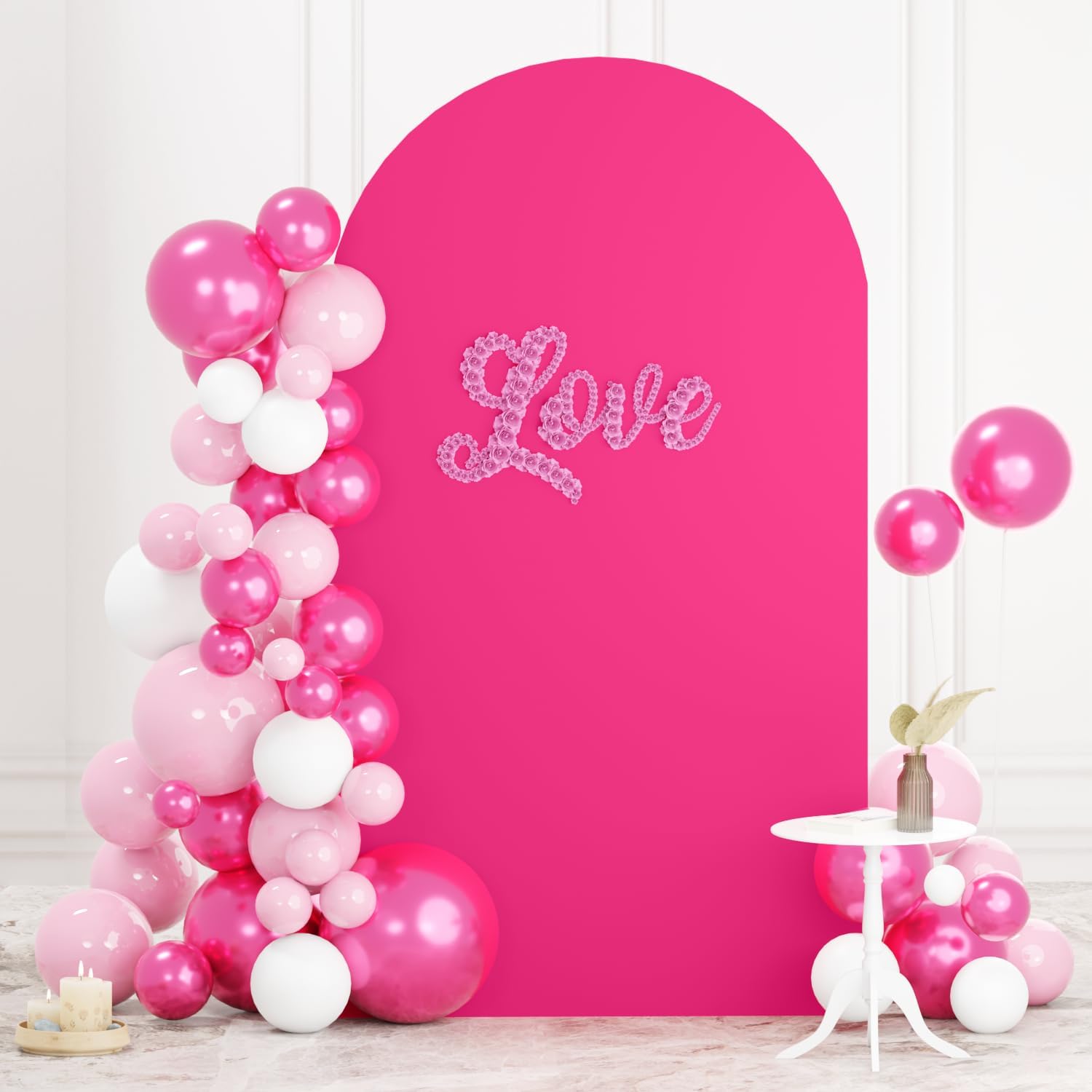 FOTSHARER Hot Pink Arch Cover 7.2 FT Wedding Arch Cover Spandex Arch Backdrop Cover Fitted Spandex Covers for Arches Stand Baby Shower Arch Covers Backdrop Fabric for Birthday Balloon Party Supplies image 4
