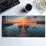 Podkładka pod mysz, podkładka na biurko, zachód słońca, gamingowa podkładka pod mysz, XXL, 1200 x 600 x 3 mm, szew z antypoślizgową gumową podstawą, na biurko, wodoodporna i trwała, do komputera