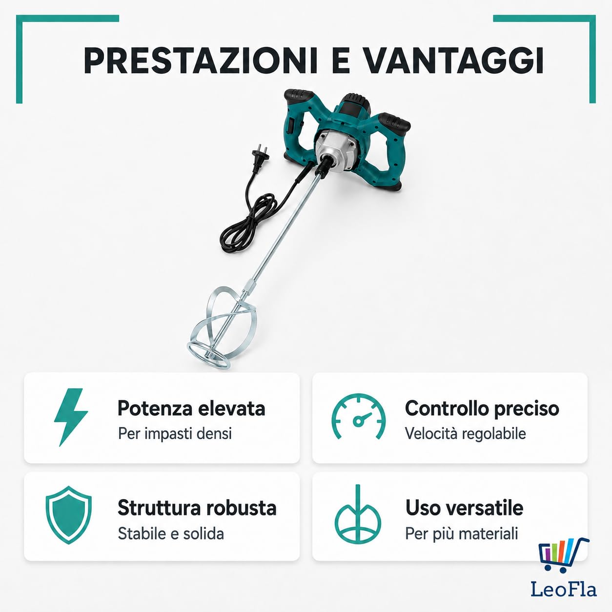 Miscelatore Elettrico 2200W Max - Malta, Colla e Intonaco
