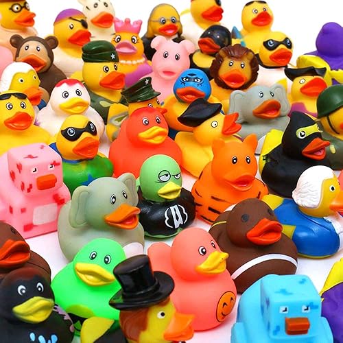 Miniatura 9 de XY-WQ Paquete de 200 patos de goma para Jeep Ducking, pato flotante a granel de 2 pulgadas para niños, surtido de juguetes de baño para bebés,