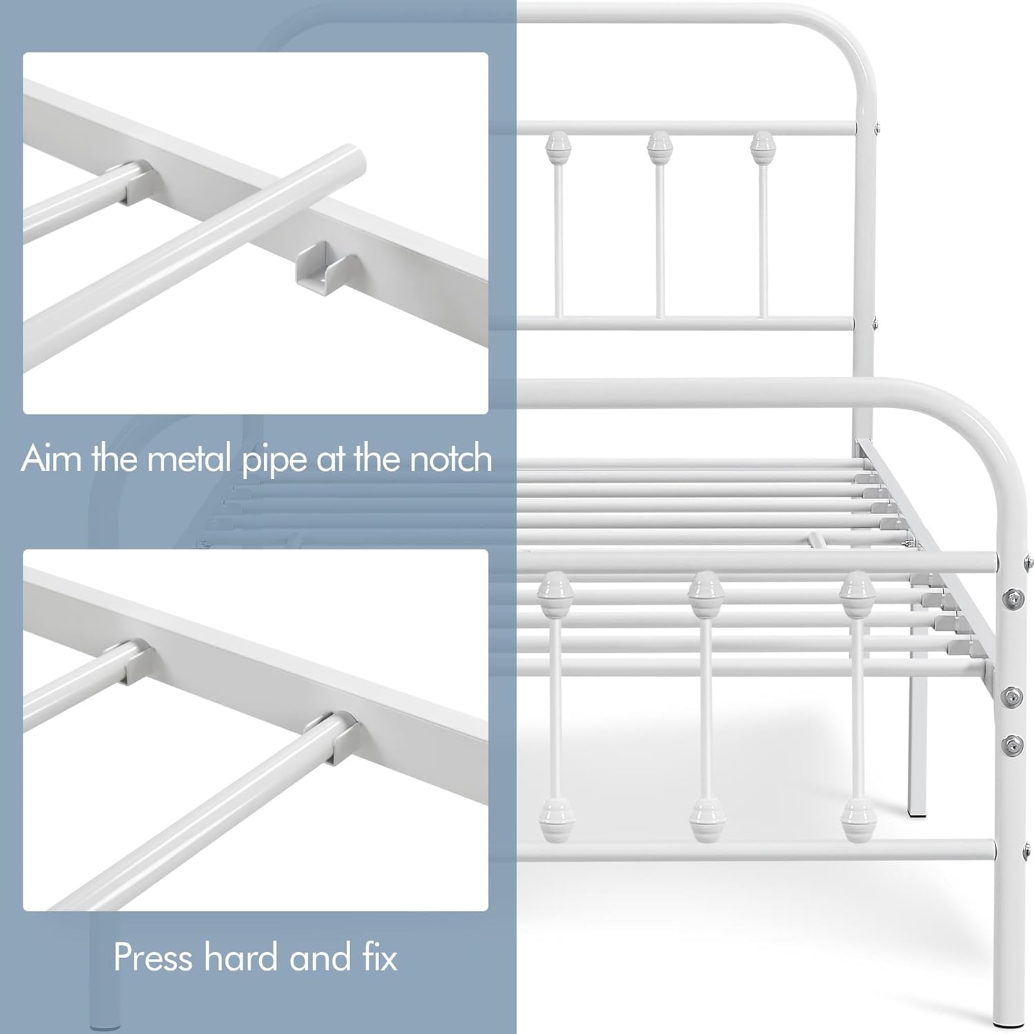 Diagram showing U-shaped corner plates and built-in slats for stability and anti-sliding.