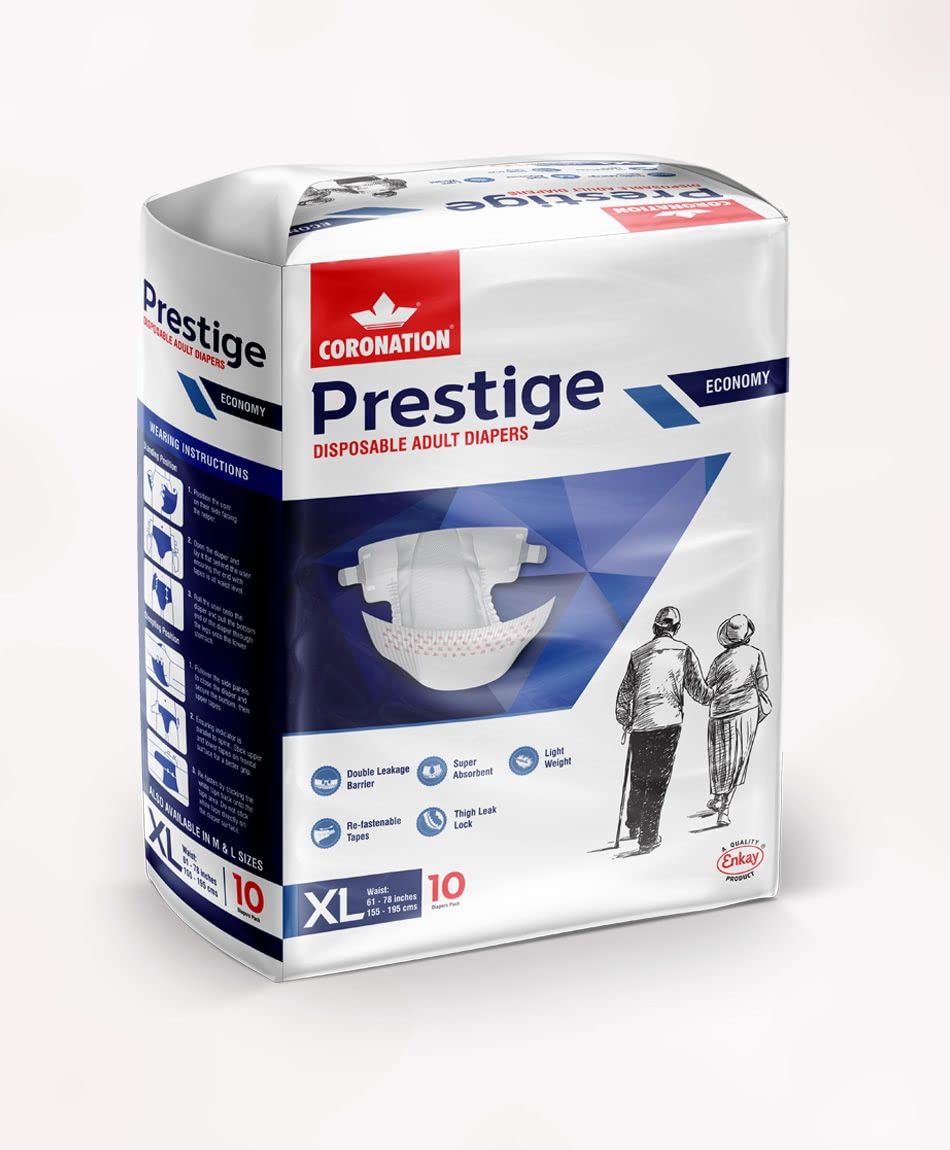 Coronation Prestige Disposable Adult Diapers Size XL with Leak-lock, odur-lock technology & formulation| Anti-Bacterial abrosbent core for safe use| High Capacity| Extra Large-image-2