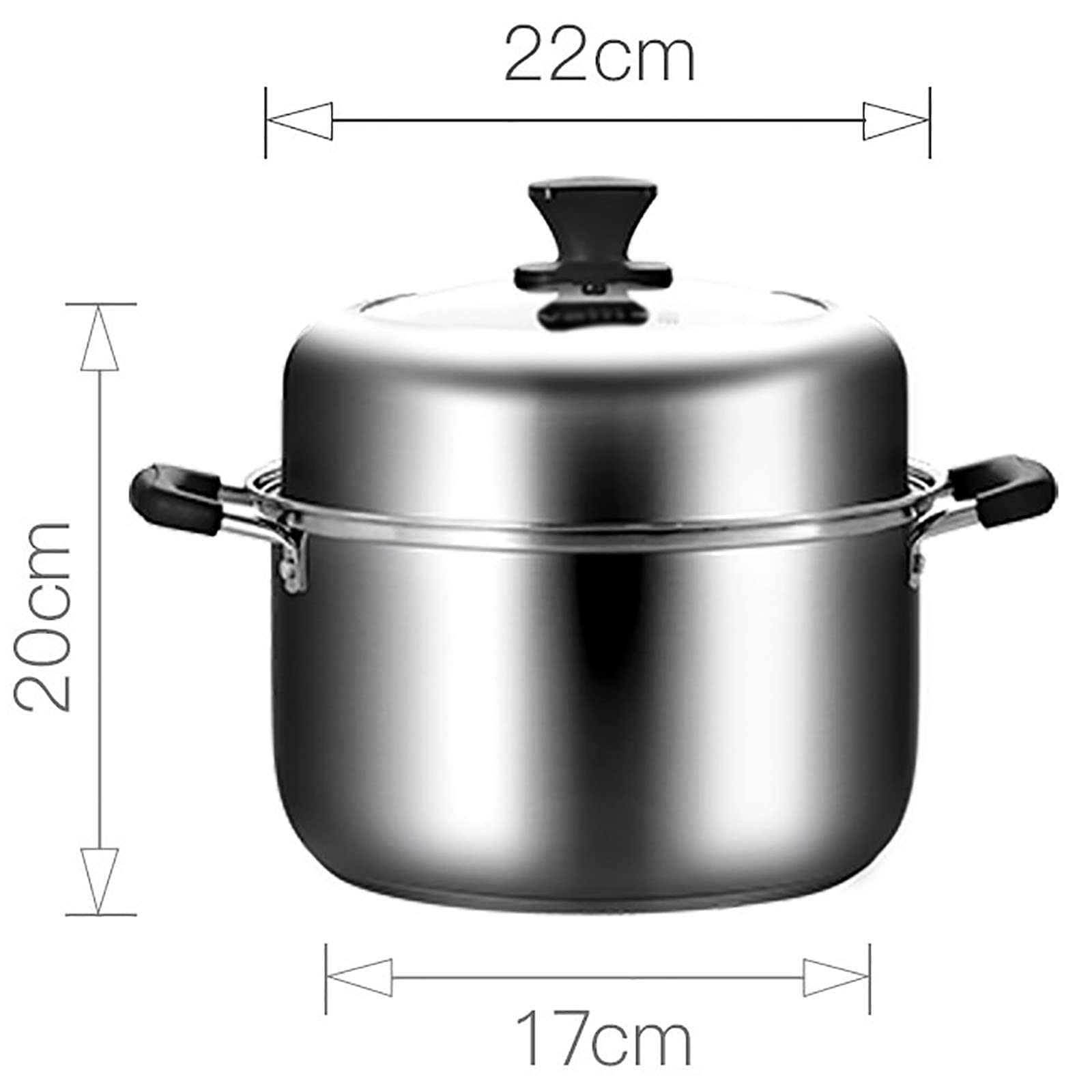 Dampfgarer/Suppentopf/Hot Pot/Lebensmittelkontakt-Edelstahl 304, 3-lagiger Verbundtopfboden, gedämpfte Krabben, Hühnersuppe, 24 cm
