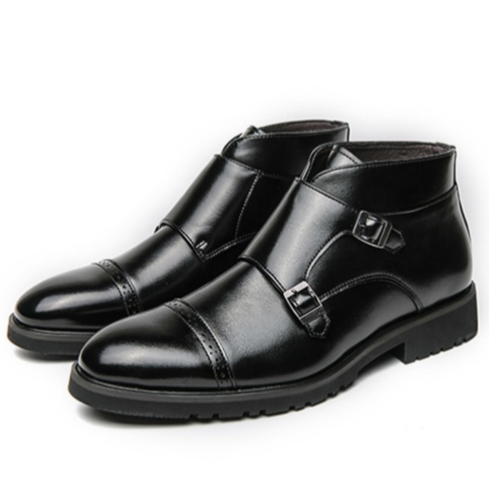 ANUFER Uomo Elegante Doppia Fibbia Monk Stivaletti A Punta Affari Scarpe Eleganti
