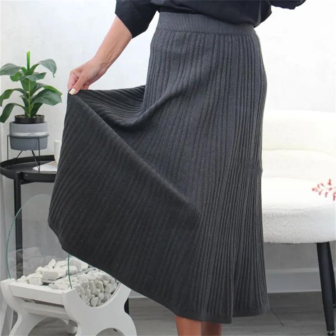 Yeuyyben Elastico A Vita Alta Delle Donne Una Linea Gonne Femminile Maglia Maglione Gonna Elegante Autunno Inverno Femminile Gonna MI