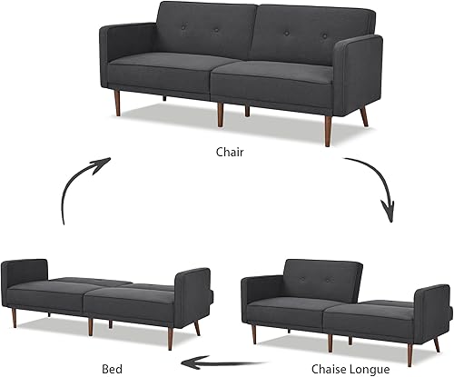 Miniatura 7 de Artdeco Home - Sofá cama convertible con 3 niveles de ajuste, 76 pulgadas de ancho, estilo de mediados de siglo, suave, 100% poliéster, sofá cama