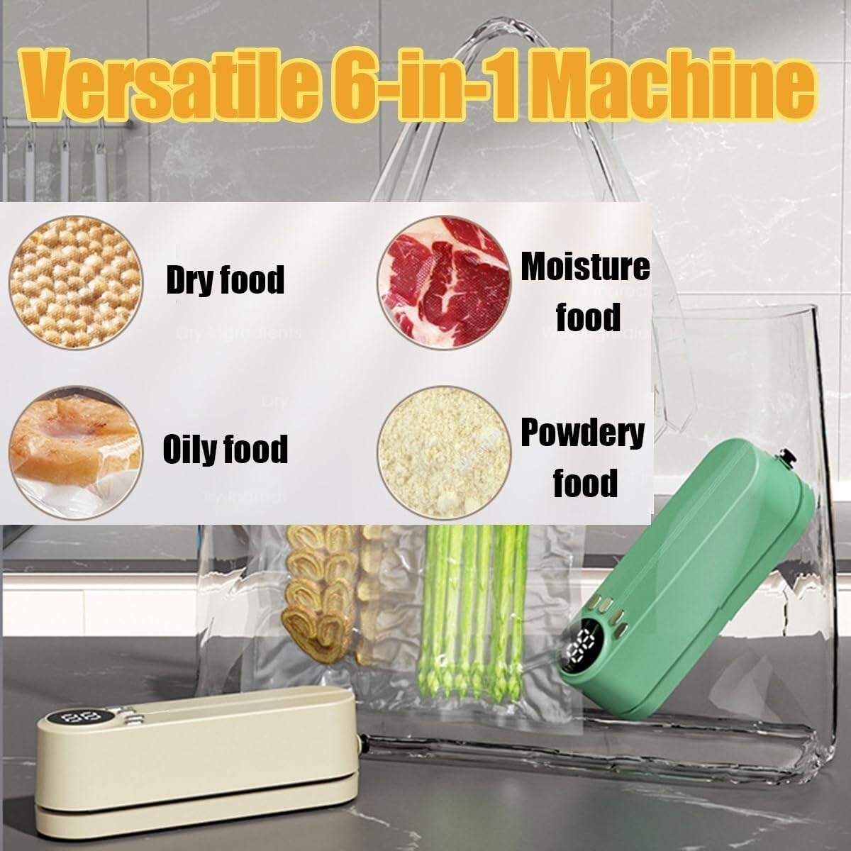Máquina selladora al vacío, sellador automático de alimentos 4 en 1 con extracción de aire externa, 3 ajustes de temperatura para alimentos secos y húmedos, ideal para equipos deportivos