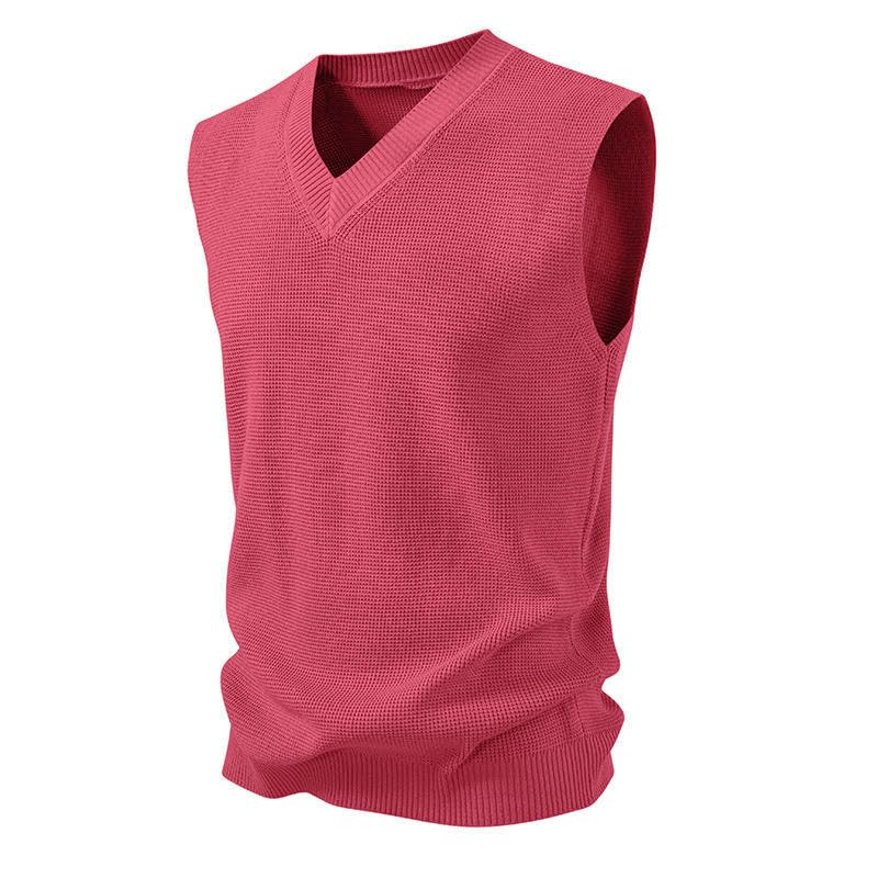 Chaleco de punto para hombre monocolor de otoño e invierno casual 2