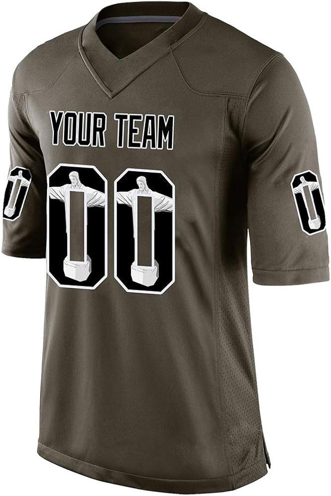 Custom Youth Camo Replica Football Jersey Embroidered Name & Numbers for Veterans/Independence Day : Sports & Outdoors