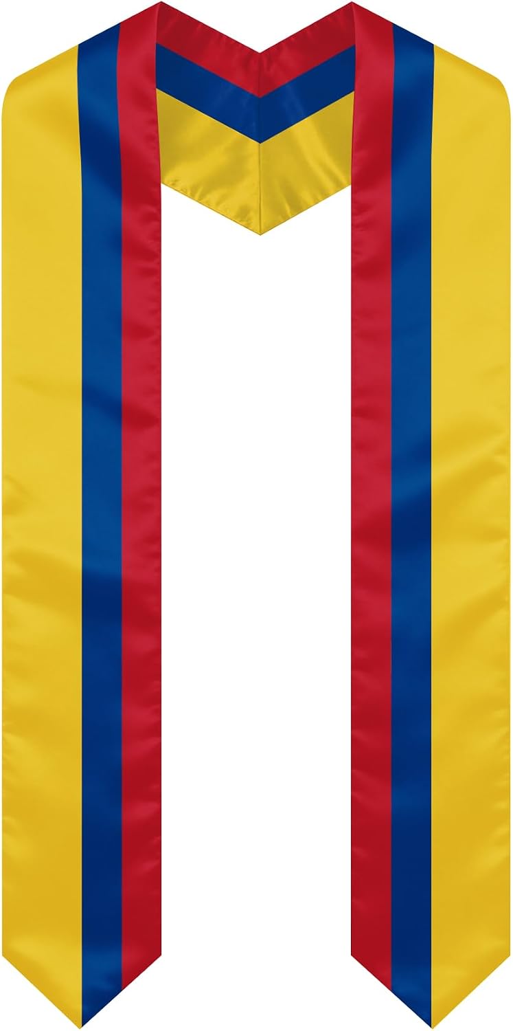 Colombia Graduation Sash Stole International Study Abroad Unisex Colombia Flag Graduation Scarf
