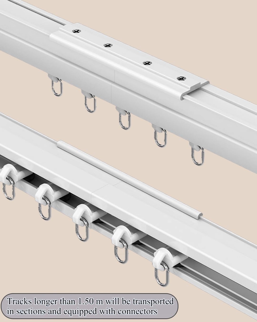 Generisch Flexible Deckenvorhangschiene – biegbare Gardinenstange aus Aluminium – Raumteiler-Gardinenschienen – (70–600 cm) – für Privatsphäre in offenen Räumen(White Ceiling,250cm(2 * 125cm))