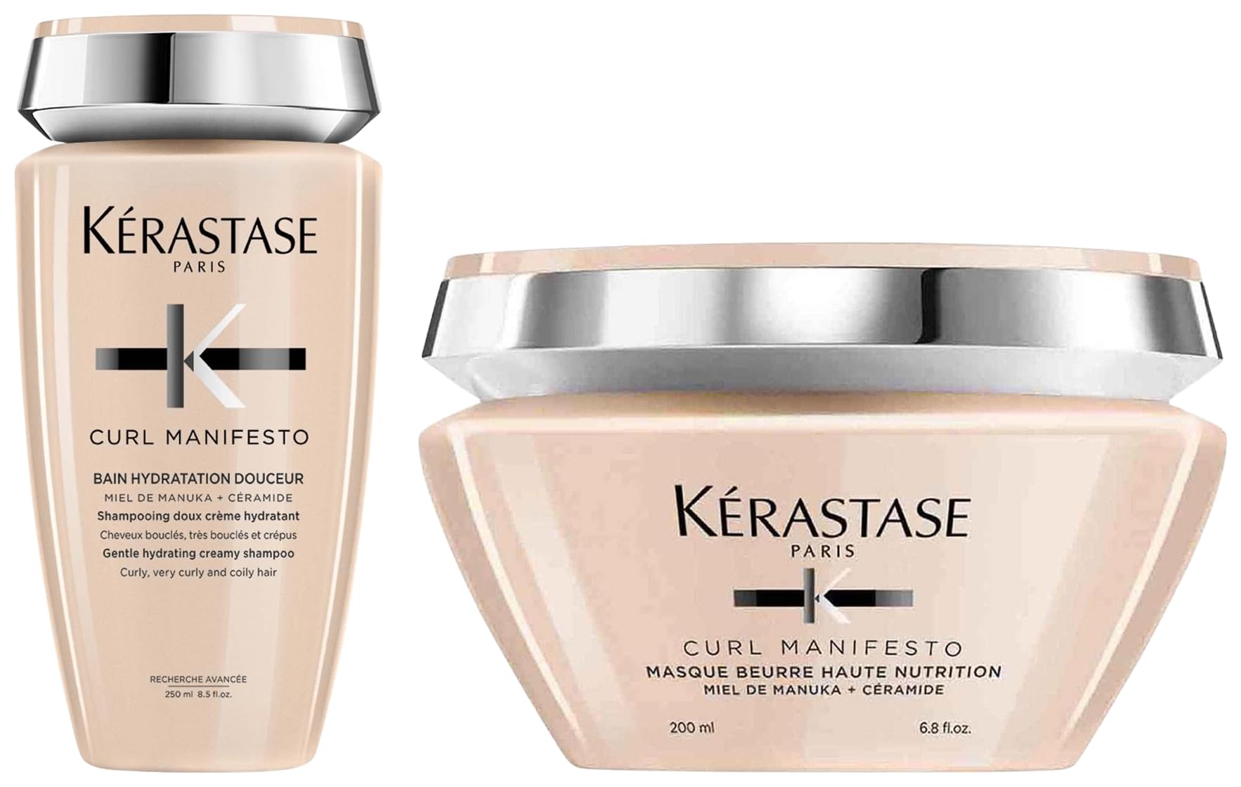 Kérastase, Curl Manifesto, Shampoo Idratante, Per Capelli Ricci & Crespi, 250 ml + Maschera Nutriente & Rinforzante, Per Capelli Ricci & Crespi, 200 ml