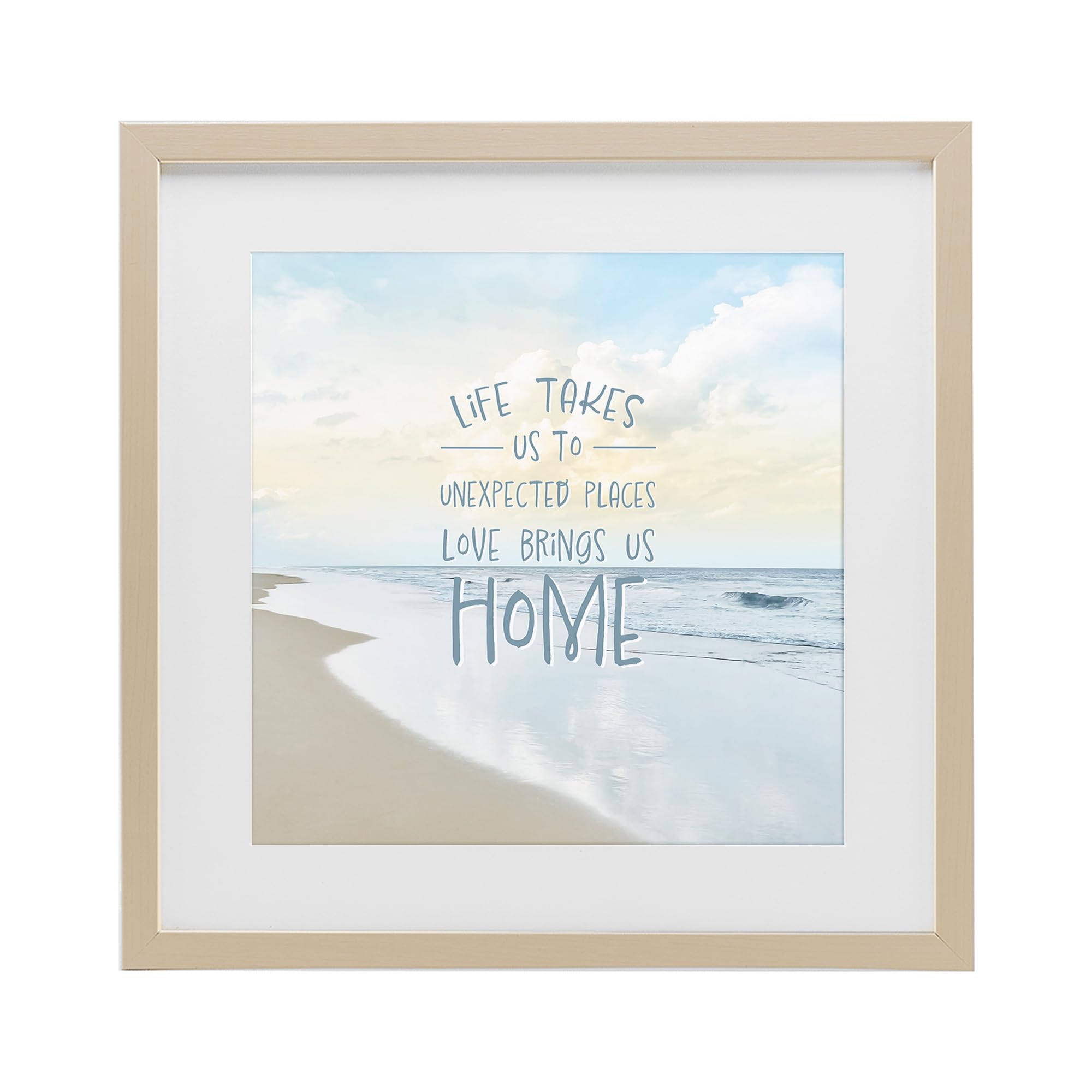 Stupell Industries Life Takes Unexpected Places 'Love Brings Us Home Inspiration', Framed Print Under Glass, Brown, 13 X 13 Inches, Easy To Hang And Sturdy, Made In Usa, By Natalie Carpentieri