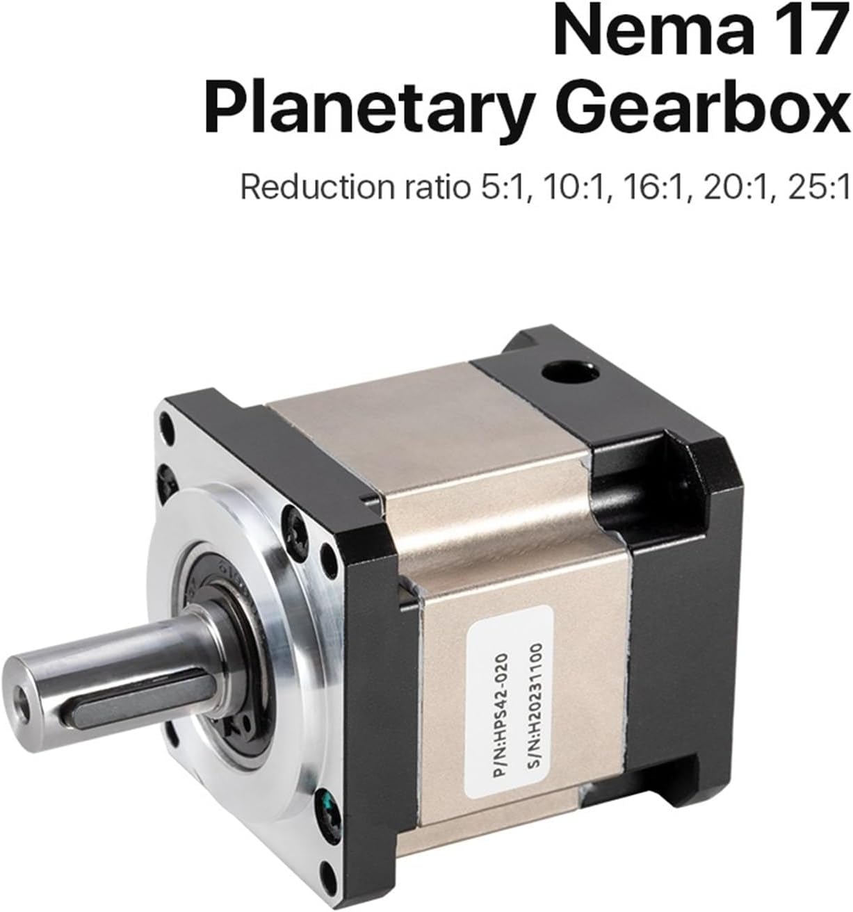 1PCS Nema17 Planetary Gearbox Motor Speed Reducer with Ratio 5:1 10:1 16:1 25:1 5mm Input for Open Close Loop(20)