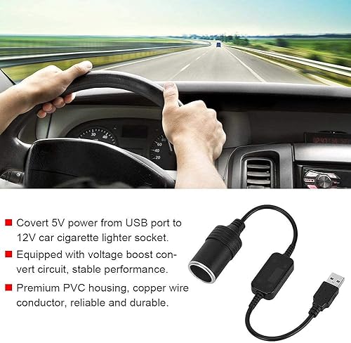 Miniatura 8 de KIMISS Adaptador USB a encendedor de cigarrillos, 5 V a 12 V para coche USB encendedor de cigarrillos adaptador convertidor macho a hembra