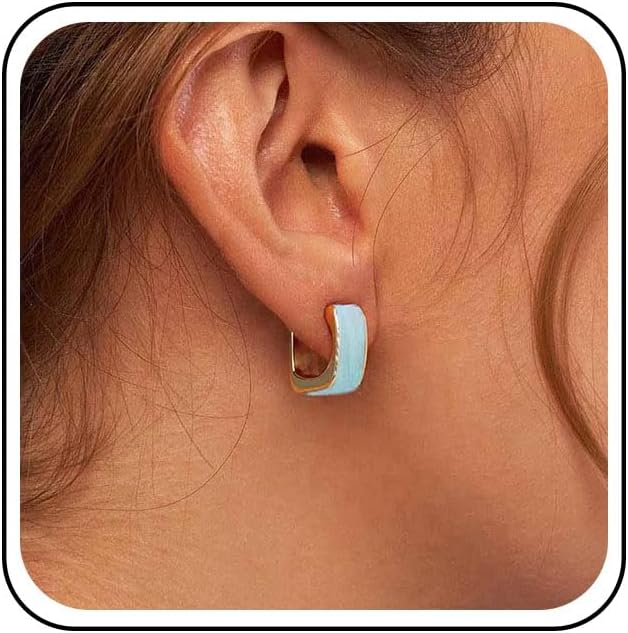 Vintage Mint Green Enamel Hoop Earrings Acrylic C Shape Earrings Enamel Open Hoop Earring Green Mint Huggie Earring Jewelry for Women