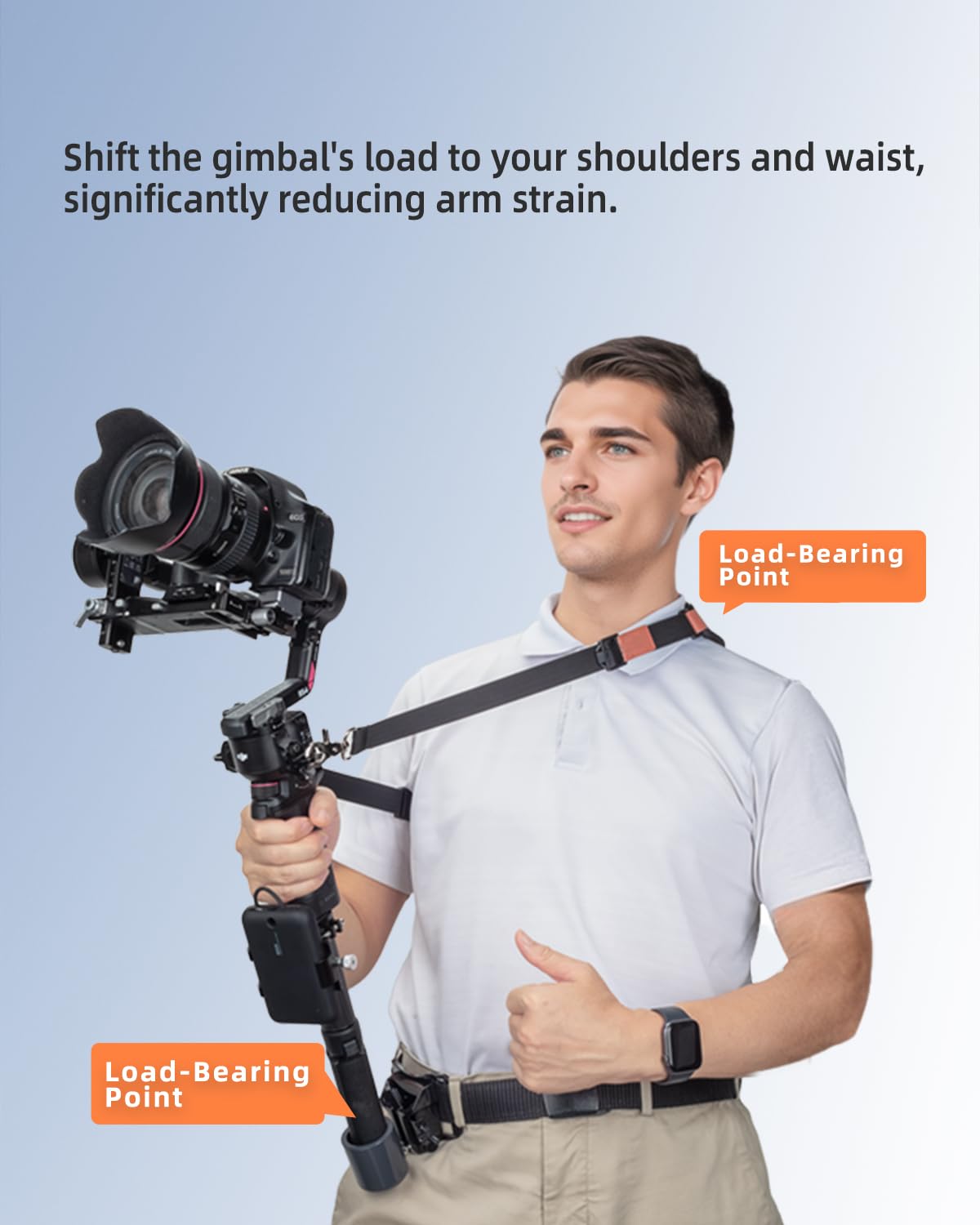 Ręczny gimbal stabilizator zestaw redukcji wagi z regulowanym paskiem na ramię pasem do łóżeczka gimbalowego wspornika drążka przedłużającego Uchwyt gimbal łatwiej i dłużej