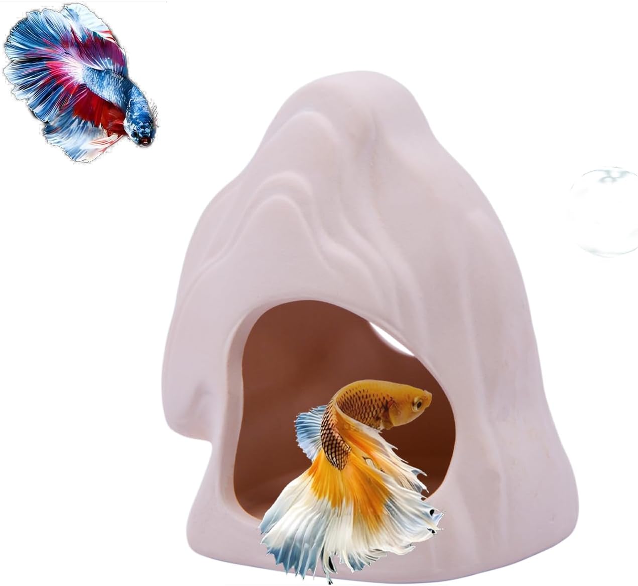 Saim Aquarium Ceramic Cave Decorations, Betta Fish Tank Accessories Hideaway Decor for Gold Fish Shrimp Breed Swim Play and Hide