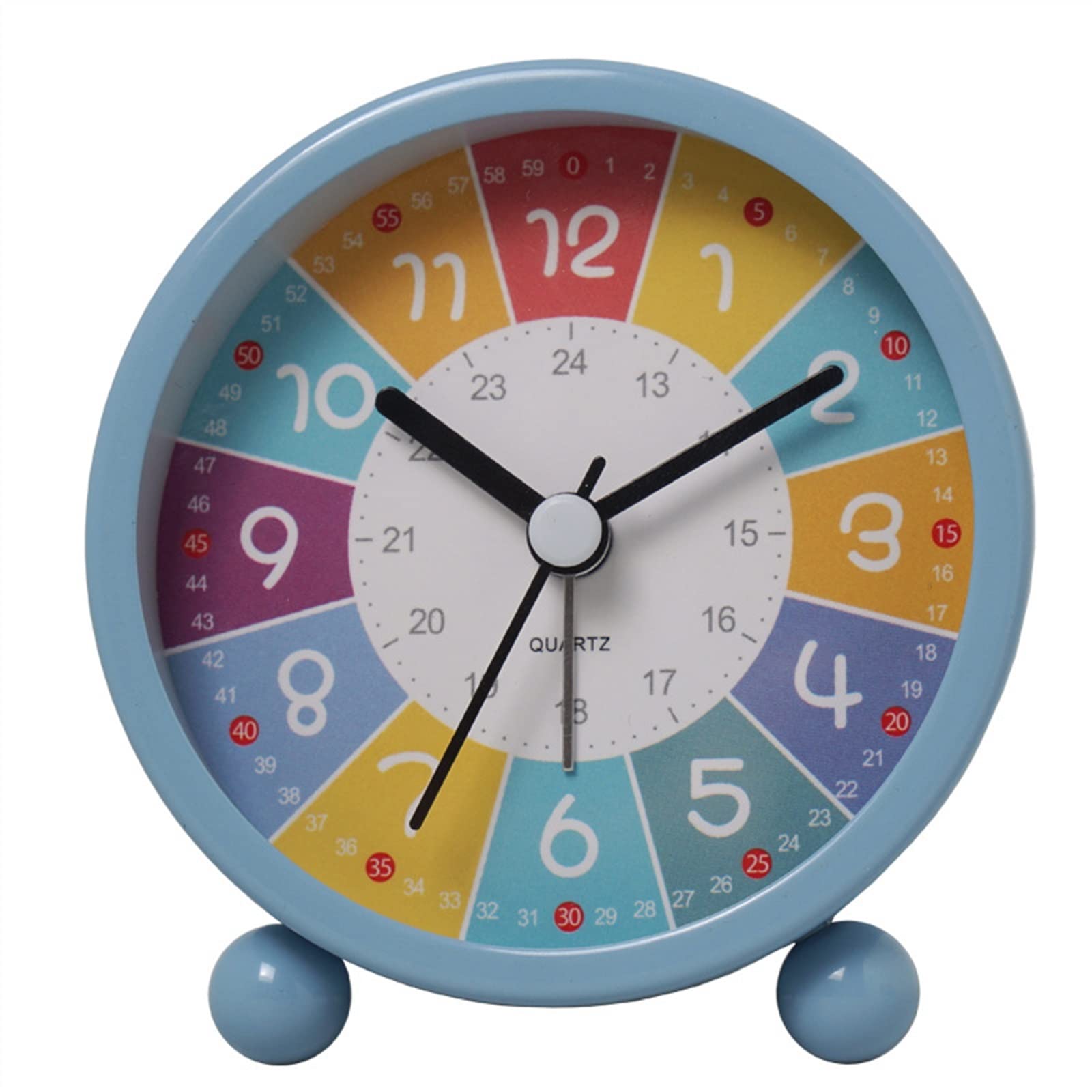G5Z9W3C7M2 Loud Alarm Clocks Kids Alarm Clock Luminous Round Silent Analog Table Non Ticking(Blue)
