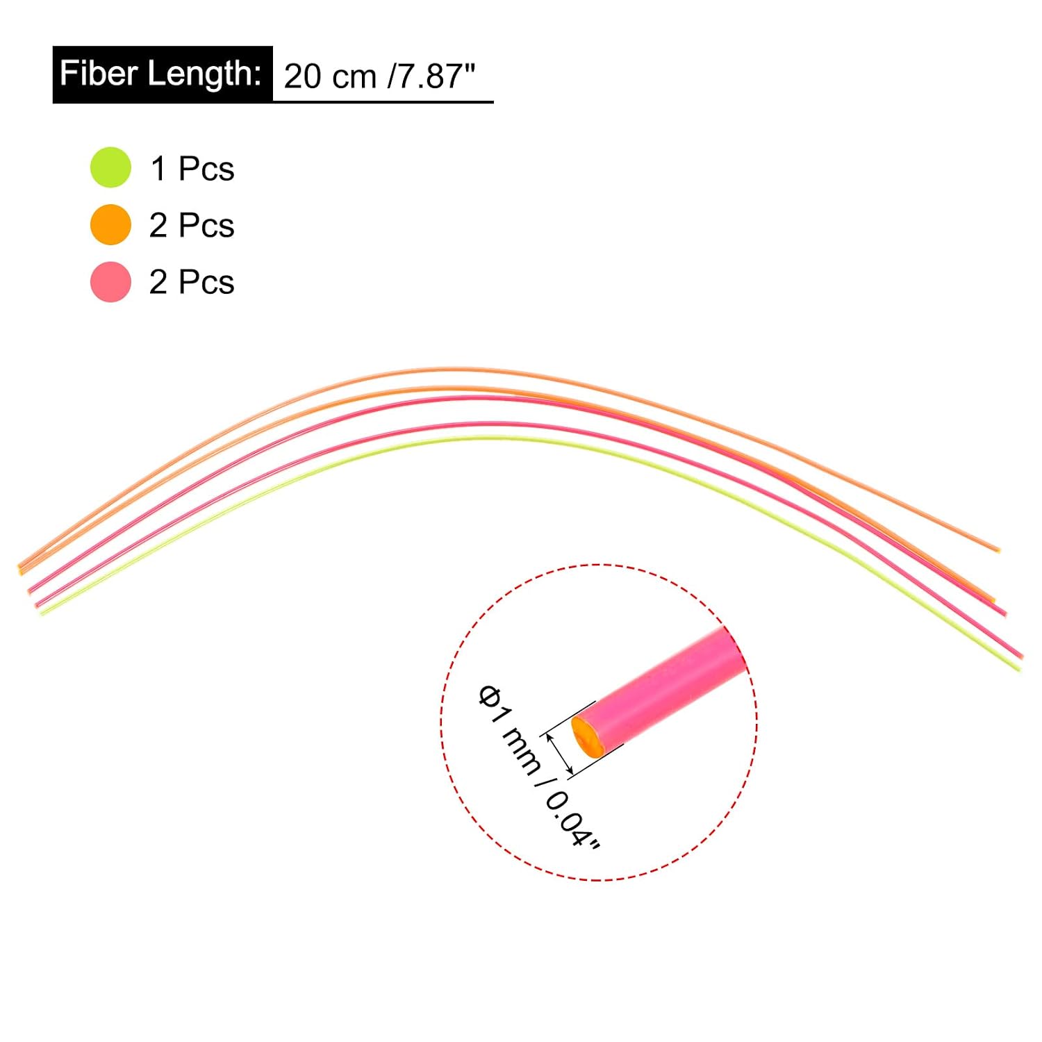 MECCANIXITY Fiber Optic Rods PMMA 1mmx20cm for Sight Filament Red, Green, Orange 1 Set Pack of 5