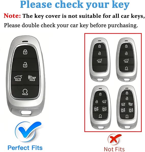 MILD EAST For Hyundai Key fob Cover 5 Button with Keychain(Gold/Black)