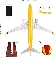 Vista 7 de 24-Hours Modelo a escala 1:80 de 18 pulgadas, modelo Jet DHL Airplane B737, modelo de pantalla de aviones, modelos de aviones fundidos a troquel