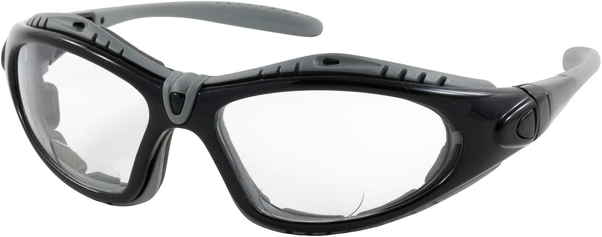 Fuselage Reader 250-51-0025 Full Frame Safety Readers with Black Frame, Foam Padding, Clear Lens and Anti-Scratch/Fog Less Coating, +2.50 Diopter, Large