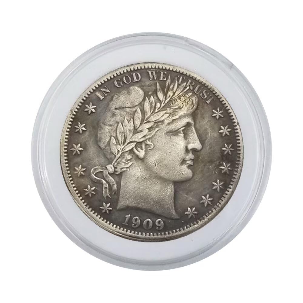Amazon.com: 1909 O Barber 半美元硬幣,附展示盒,50 美分美國型硬幣複製品,適合收藏派對禮物: 玩具和遊戲