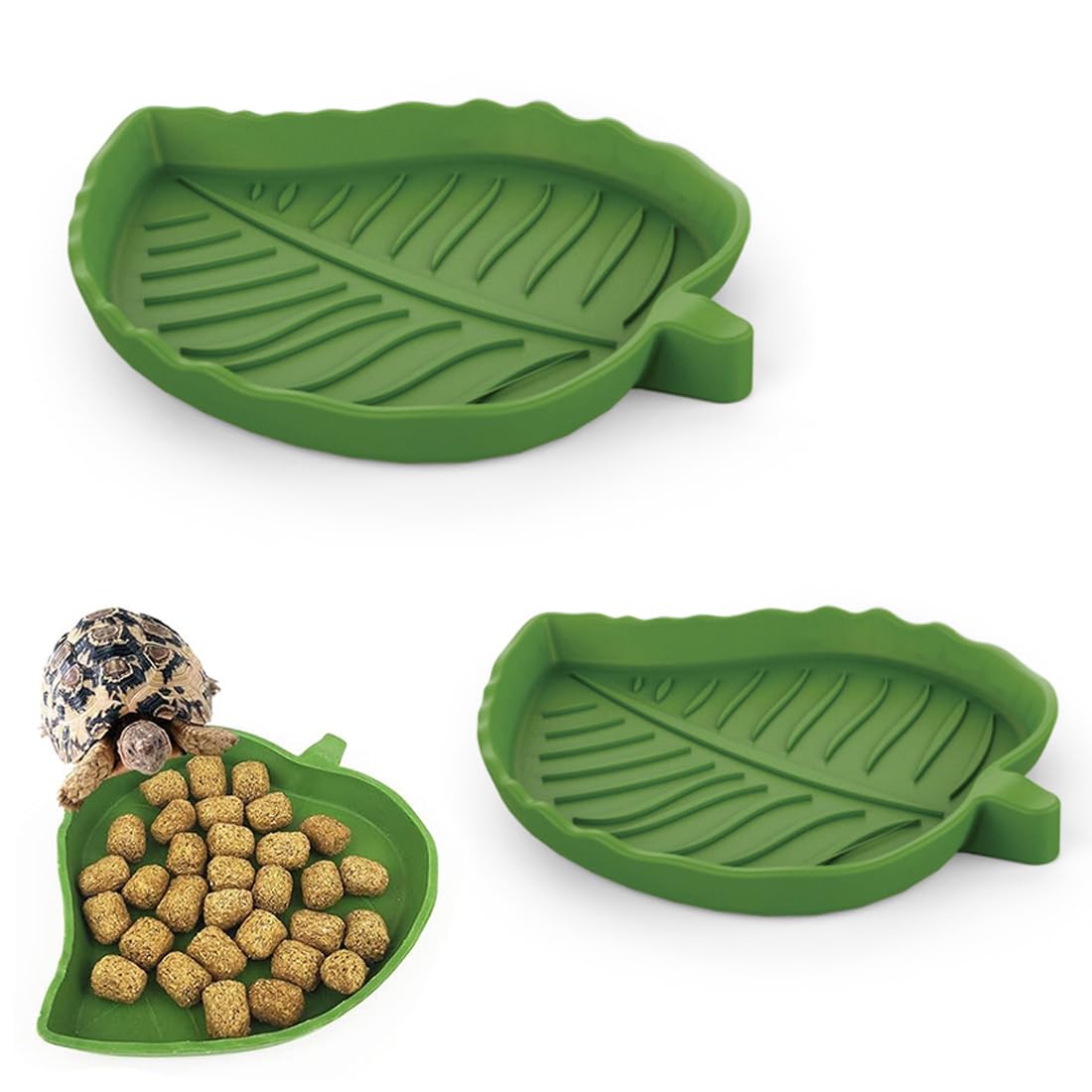 2 piezas hoja reptil comida agua tazón reptil tortuga alimento tazón plano beber agua tazón para lagartos,hámsters,serpientes 2 tamaños