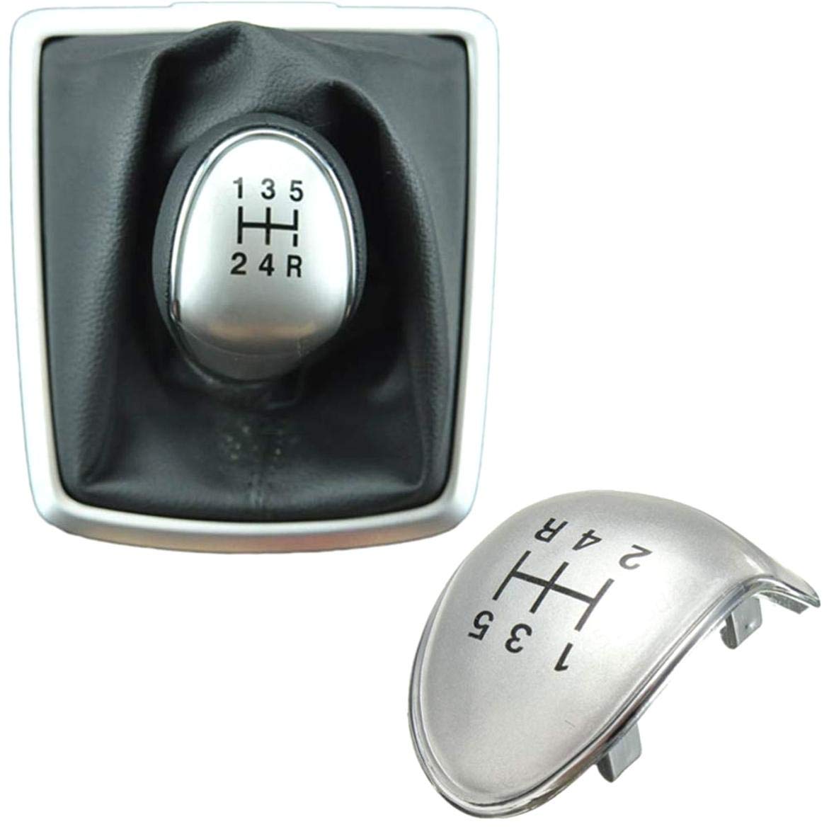 iMiMi Gear Stick Knob Silver Insert Cap Cover Replacement for Focus 5 Speed Silver