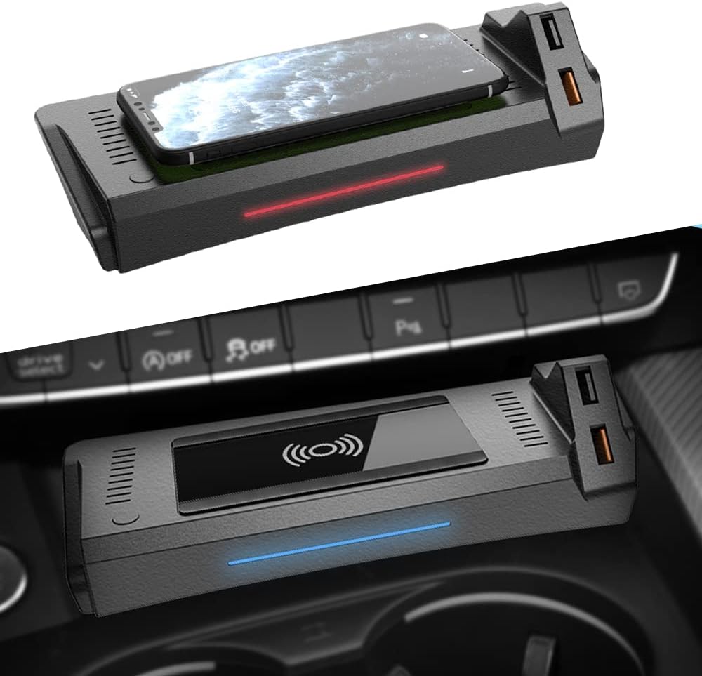 Wireless Charger for Audi A4 2017-2023/A5 2018-2023,Center Console 15W Wireless Charger Pad with QC 3.0 USB Port,Phone Charging Station for Car Apply to Wireless Charge Supported Phones.