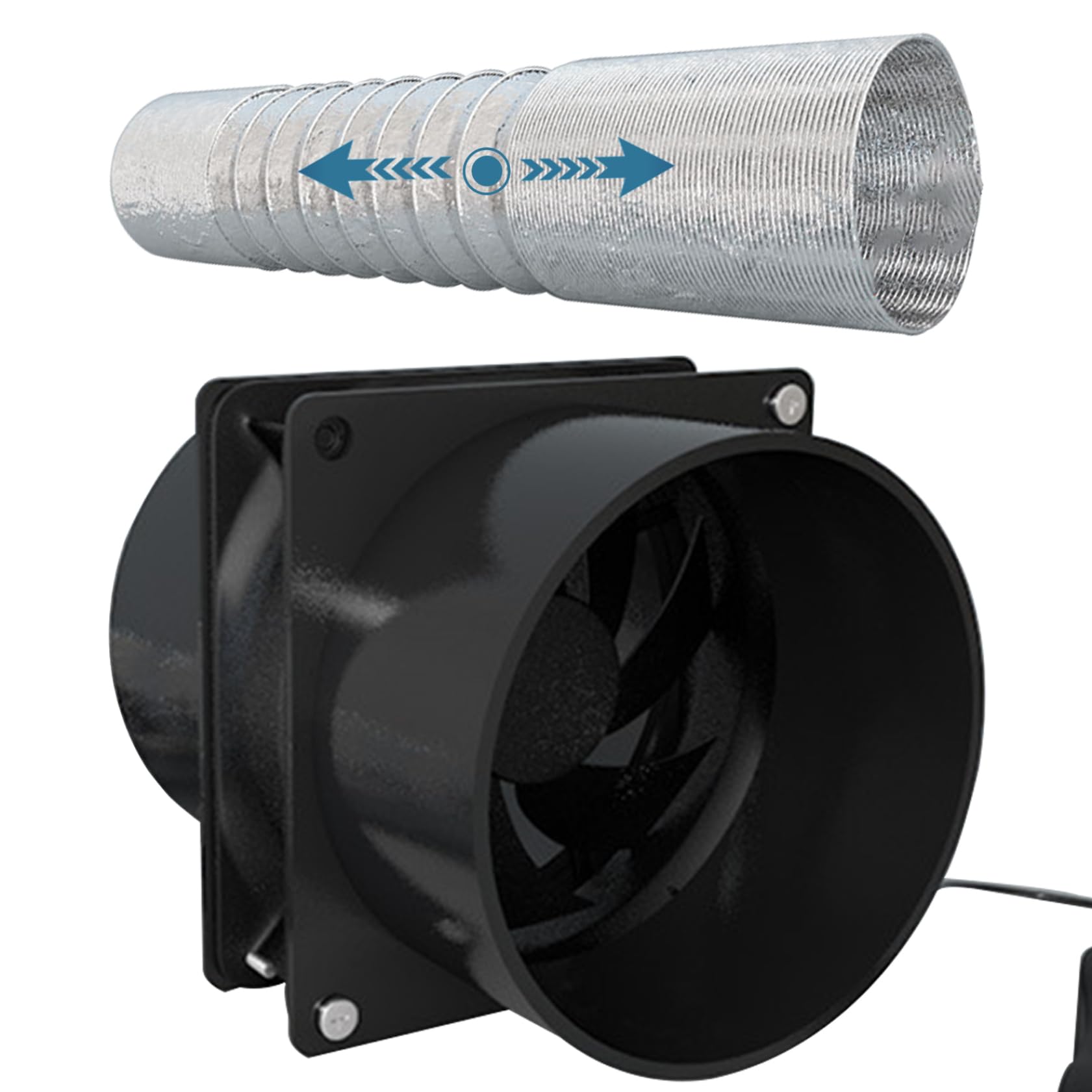 Extractor de aire portátil con manguera de conducto de 3.3 ft ventilador de ventilación ajustable USB potente ventilador de escape de motor sin escobillas de 5 V 2 A para cocina y baño