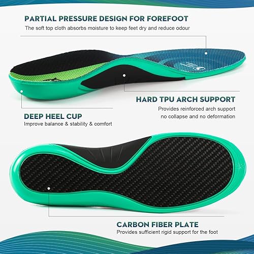 Miniatura 4 de XINIFOOT Plantillas de rendimiento de fibra de carbono que absorben los golpes, plantillas deportivas para correr, baloncesto, atletismo, plantillas