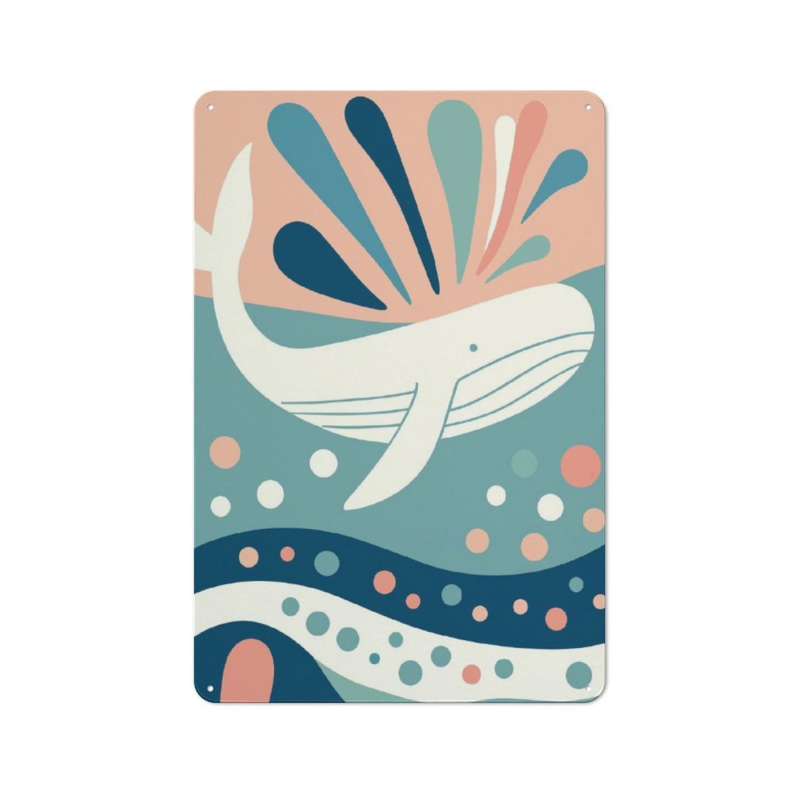Junmoney Pastel Whale Vintage Metal Plaque 30X20cm For Guest Room Or Hallway, A Decorative Christmas Gift For Guest Room Decorators