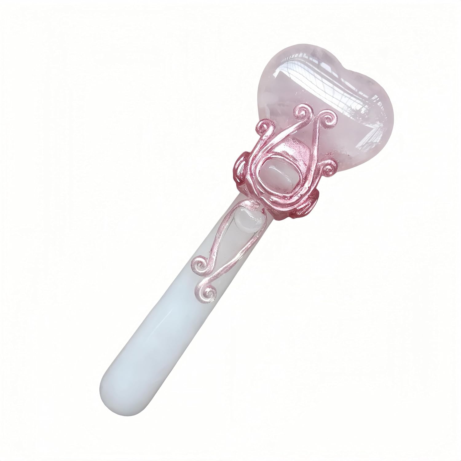 Rose Quartz Handcrafted Crystals and Healing Love Heart Fairy Stick Natural Reiki Energy Gemstone Wand,Children's Day