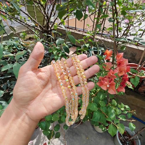 Image of 8mm Rondelle Glass Beads for Jewelry Making, Faceted Briolette Crytal Spacer Beads for Bracelet Necklace Earring, Shiny Gold 300pcs