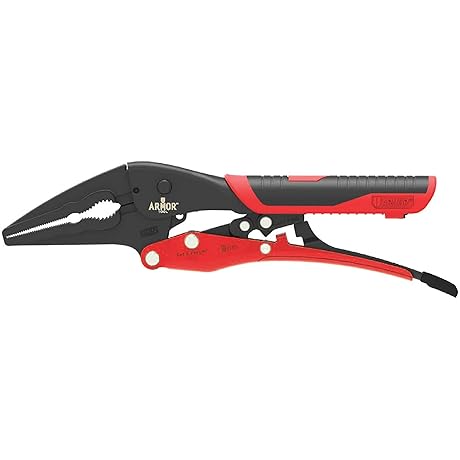 Armor Tools 7" Locking Needle Nose Pliers with Auto Adjust Design