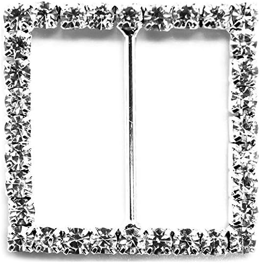 Trimming Shop Square Shaped Rhinestone Buckle Crystal Diamante Slider Buckle for Embellishment Women Purse Ribbons