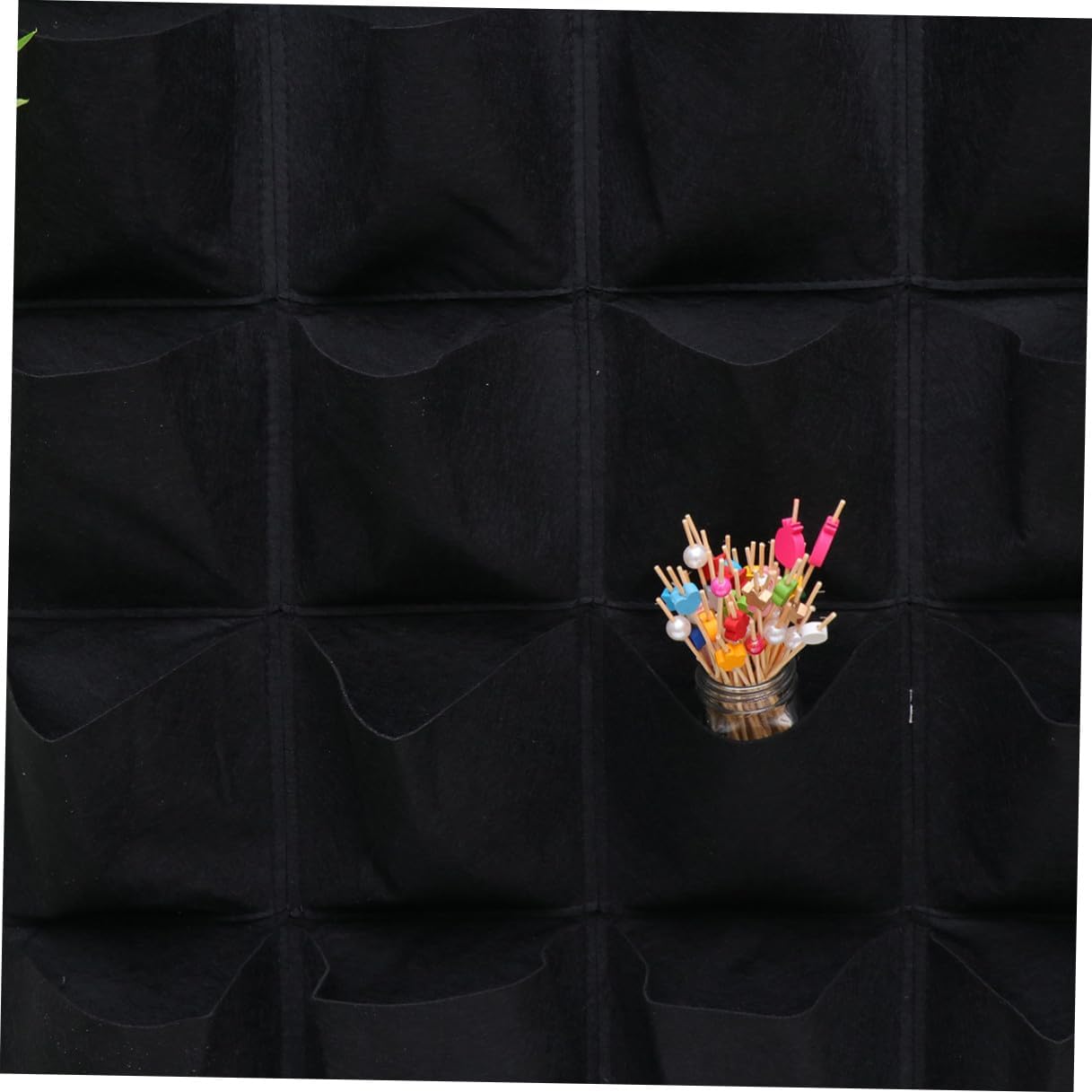 Wall Hanging Planting Bag with 49 Felt Pockets Vertical Nursery Grow Bag Plant Container for Outdoor Balcony Garden Black Non-Woven Fabric for Vertical Wall Gardening