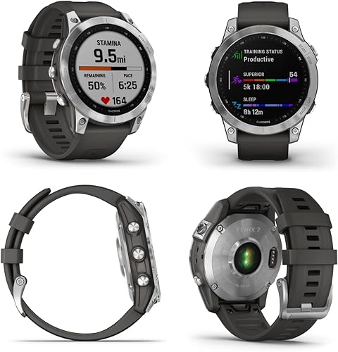 Miniatura 2 de Garmin Fenix 7 Multisport GPS pantalla táctil plateado con banda de grafito 1299in pantalla con paquete de banco electrónico Wearable4U