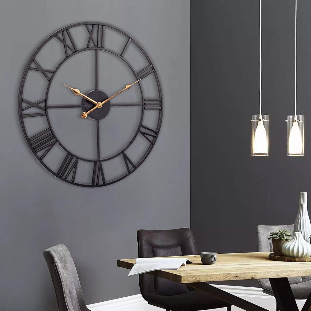 Lowest Price Evursua 24 inch Thicken & Heavy Large Metal Wall Clocks for Living Room Decor Large Decorative Clock Oversized,Big Roman Numeral Non Ticking (Black) Free Shipping 🛒 Evursua 24 inch Thicken & Heavy Large Metal Wall Clocks for Living Room Decor Large Decorative Clock Oversized,Big Roman Numeral Non Ticking (Black)