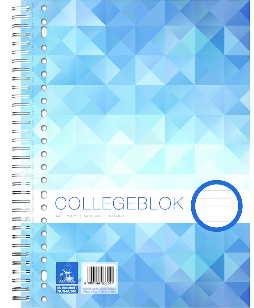 Work Colleblok Pack of 5 A4+ Line Notebook 80 Sheets 23 Holes 70 g, Blau