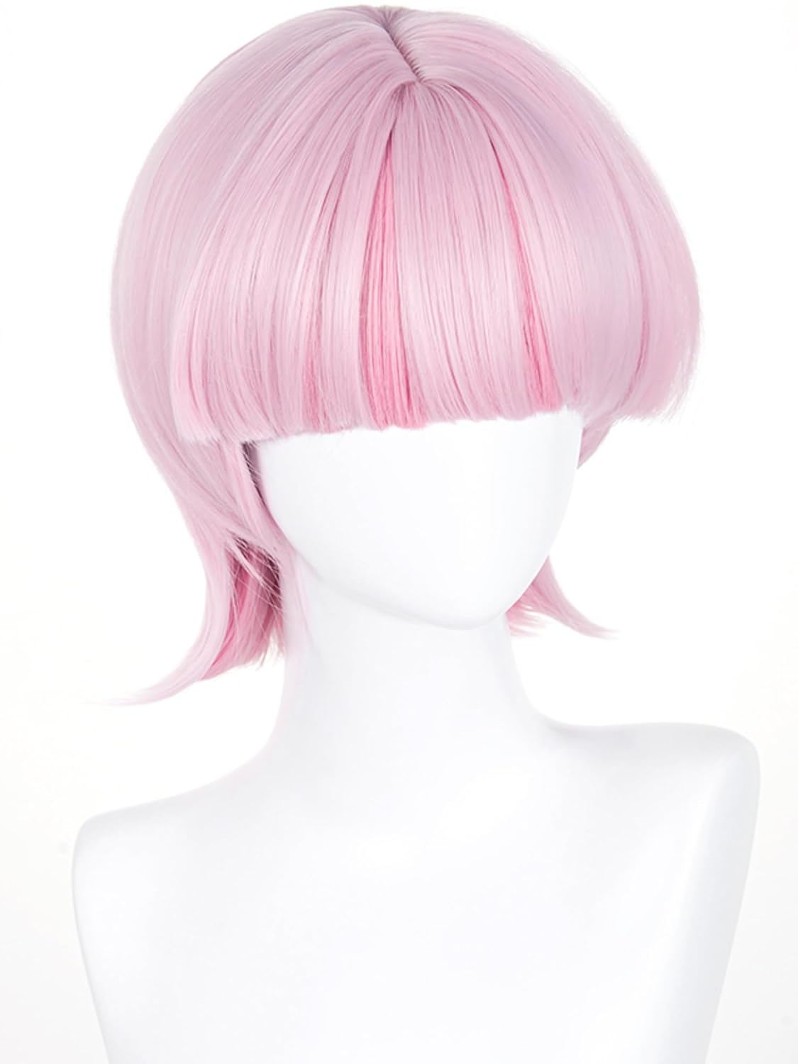 Half and Half Polyurethane Cosplay Wig Short Pink Anime Wig with Bangs Light Pink Layered Wigs for Men Women Unisex Party Daily - Image 2