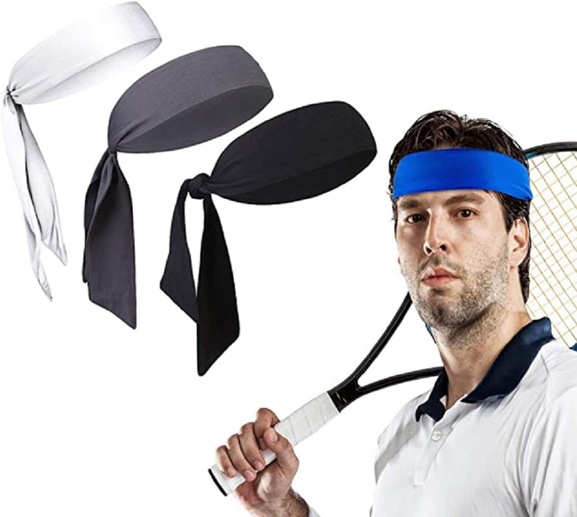 Quickly Dry Sports Headband,Ninja & Tennis Bandana,Tie Back Sweatband