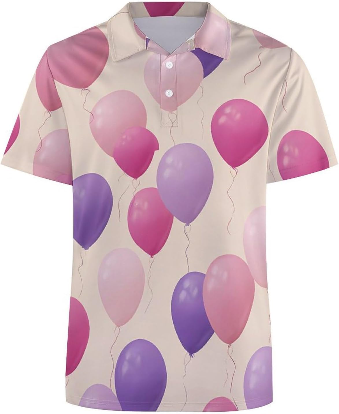 Cartoon Balloons Golf Polo Shirts for Men Casual T Shirts 5X-Large