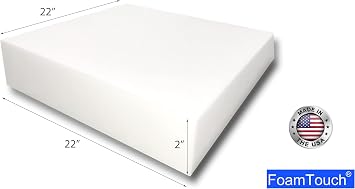 FoamTouch High Density 2 Height x 22 Width x 22 Length Upholstery Foam
