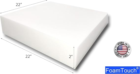FoamTouch High Density 2 Height x 22 Width x 22 Length Upholstery Foam